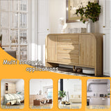 59 inches Minimalist Natural Sideboard Cabinet Buffet Storage Cabinet With Hinged Doors and Pull-out Drawers