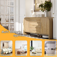 59" Minimalist Natural Sideboard Cabinet Buffet Storage Cabinet With Hinged Doors and Pull-out Drawers