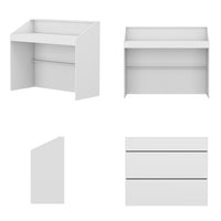 47.2" Modern White Rectangular Reception Desk With Open Shelves
