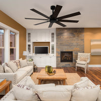 65" Modern Minimalist Ceiling Fan with 8 Reversible Blades and Remote Control