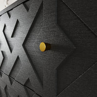 63" Rustic Black 6-Drawer Dresser with Gold Knobs and Geometric Patterns
