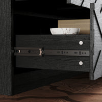 63" Rustic Black 6-Drawer Dresser with Gold Knobs and Geometric Patterns