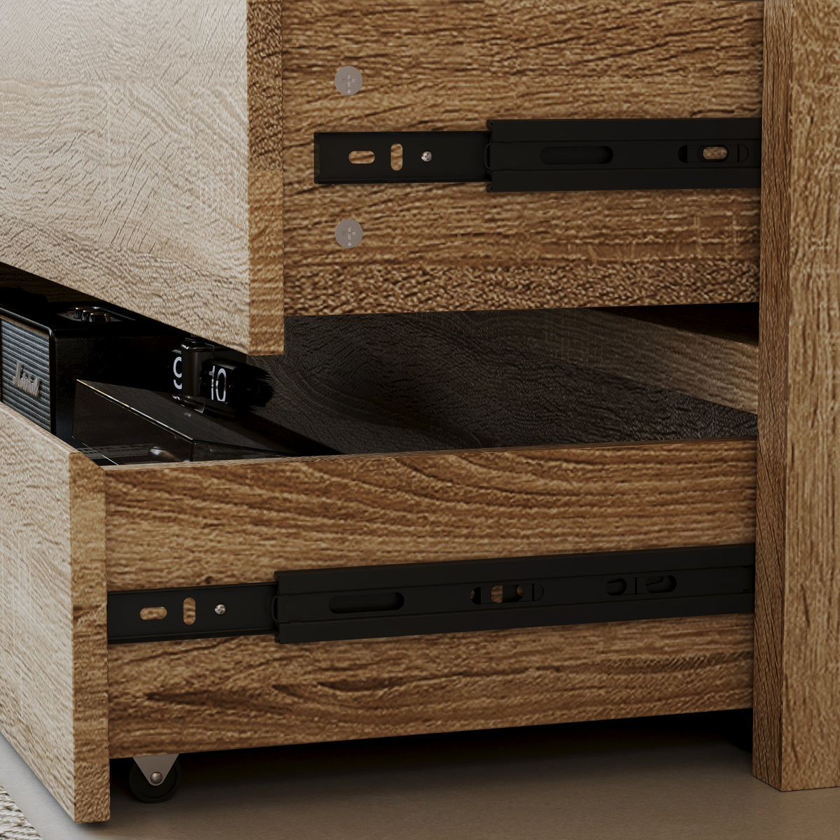 55.1" 7-Drawer Wood Chest Dresser with Hidden Compartments and Large Kick Drawer