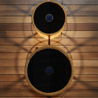 17.7" Boho Wood Solar Nesting Tables with Built-in Lights