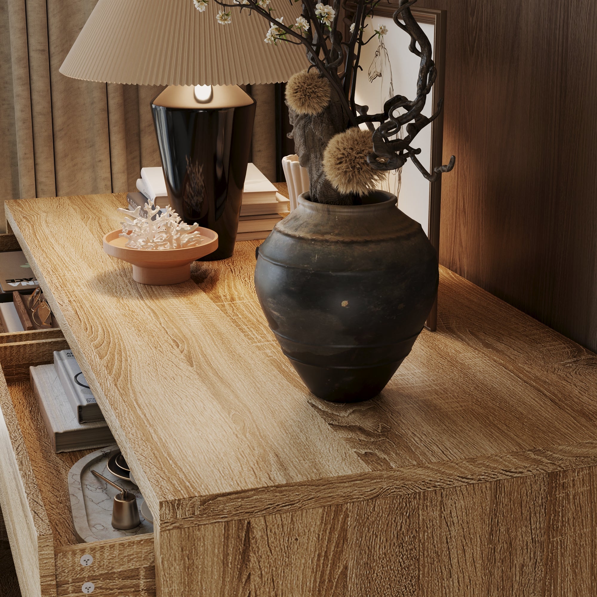 55.1" Wide 7-Drawer Chest Dresser With Extra-Large Kick Drawer & Hidden Compartments