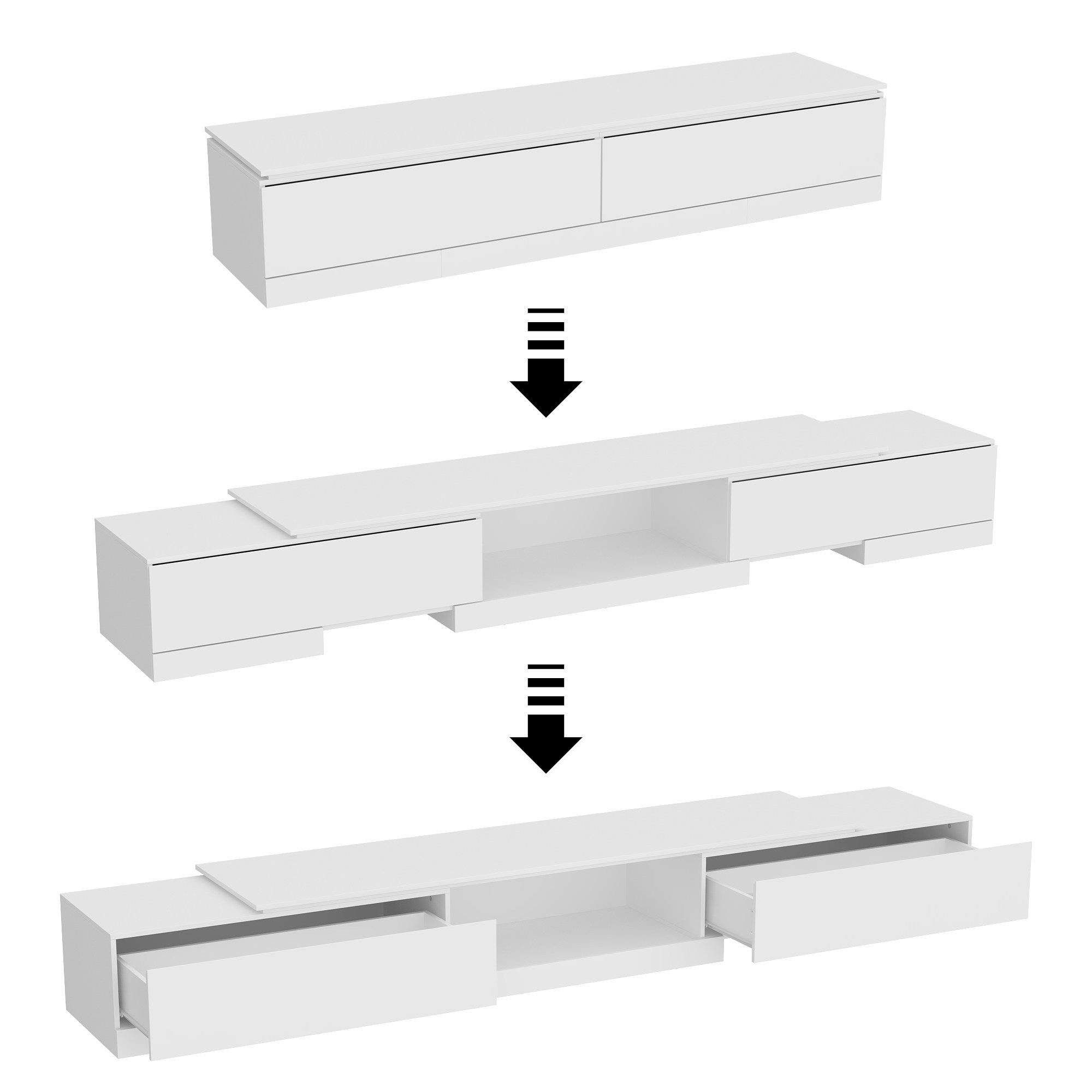 63'' W To 93.7'' W 2-Drawer Extendable TV Stand Media Center