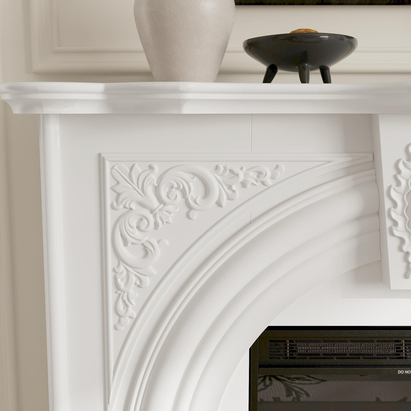 55.2" Built-in Electric Fireplace with Carved Mantel