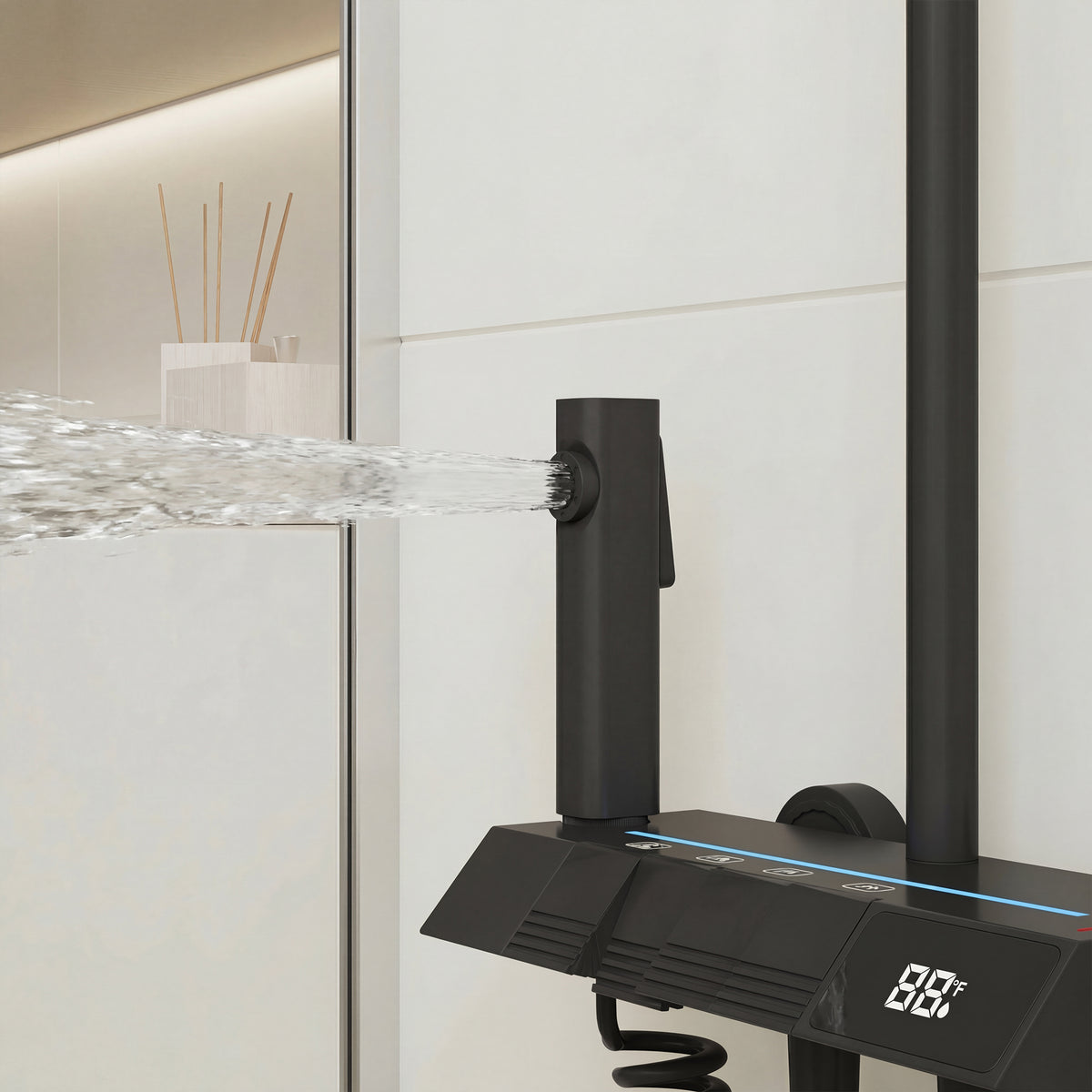 Black Shower System With LED Display Screen