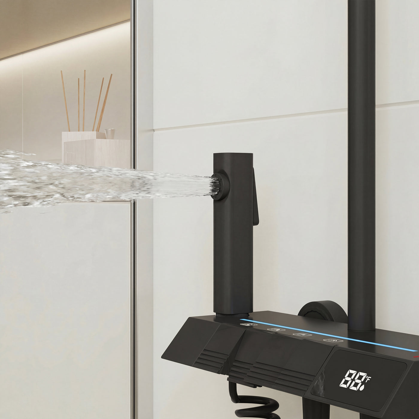 Black Shower System With LED Display Screen