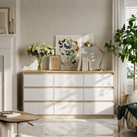 63” Wide Modern Minimalist 9-Drawer Dresser & Storage Sideboard