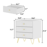 Nightstand Modern Bedside Table with Solid Wood Legs Minimalist and Versatile End Side Table 3 Drawers