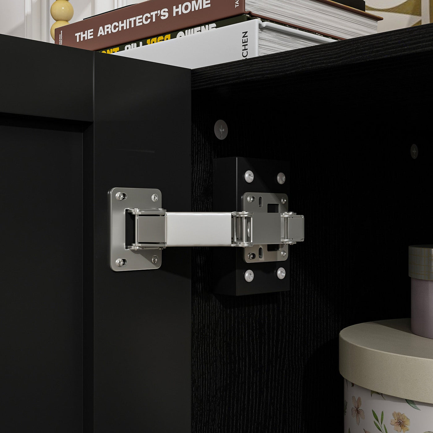 55.1" Modern Minimalist Black Buffet Cabinet with Storage
