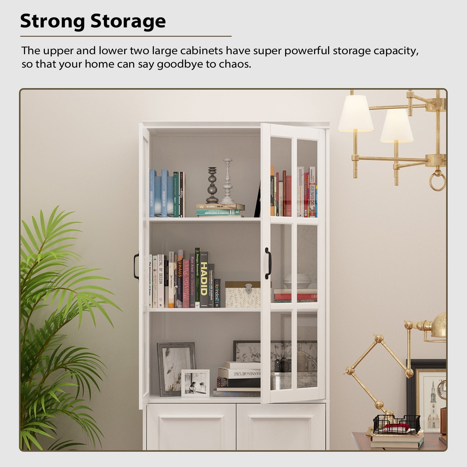 78.7" H x 31.5" Standard Storage Bookcase With Glass Door & Shelves