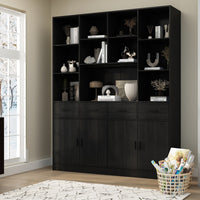 78.7" Modern Dark Gray Kitchen Pantry With 4 Drawers, Adjustable Shelves