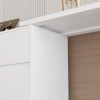51.2" Modern Minimalist White/Black L-Shaped Rotatable Dresser Writing Table with 6 Drawers