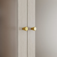 31.5" Modern Minimalist Natural Glass Display Cabinet With Gold Handles And Storage Drawers