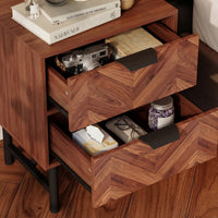 18.9" Rustic Brown Wood Grain 2-Drawer Bedside Table Nightstand