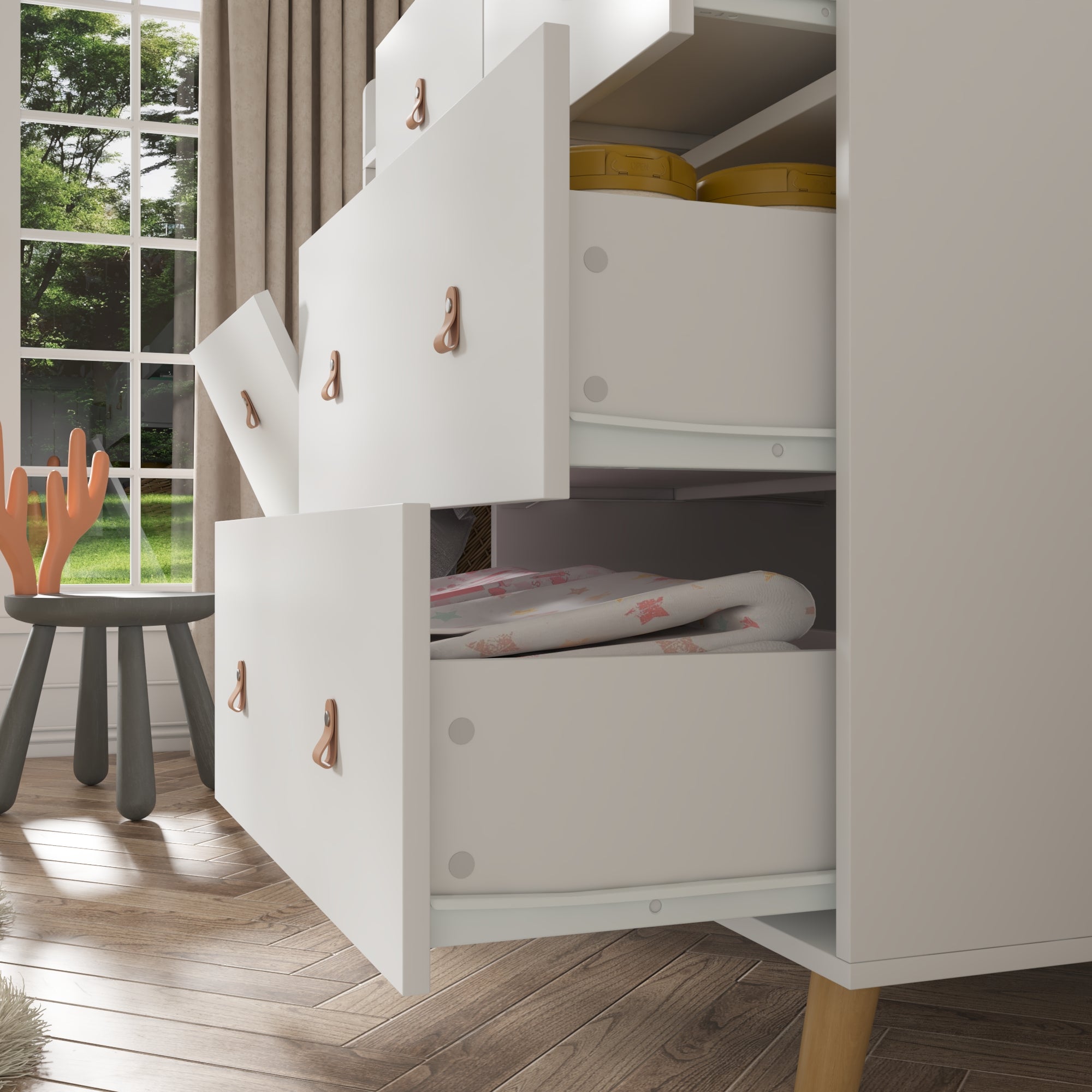 Baby Change Table Dresser Nursery Table Dresser 5 Drawers with Open Storage