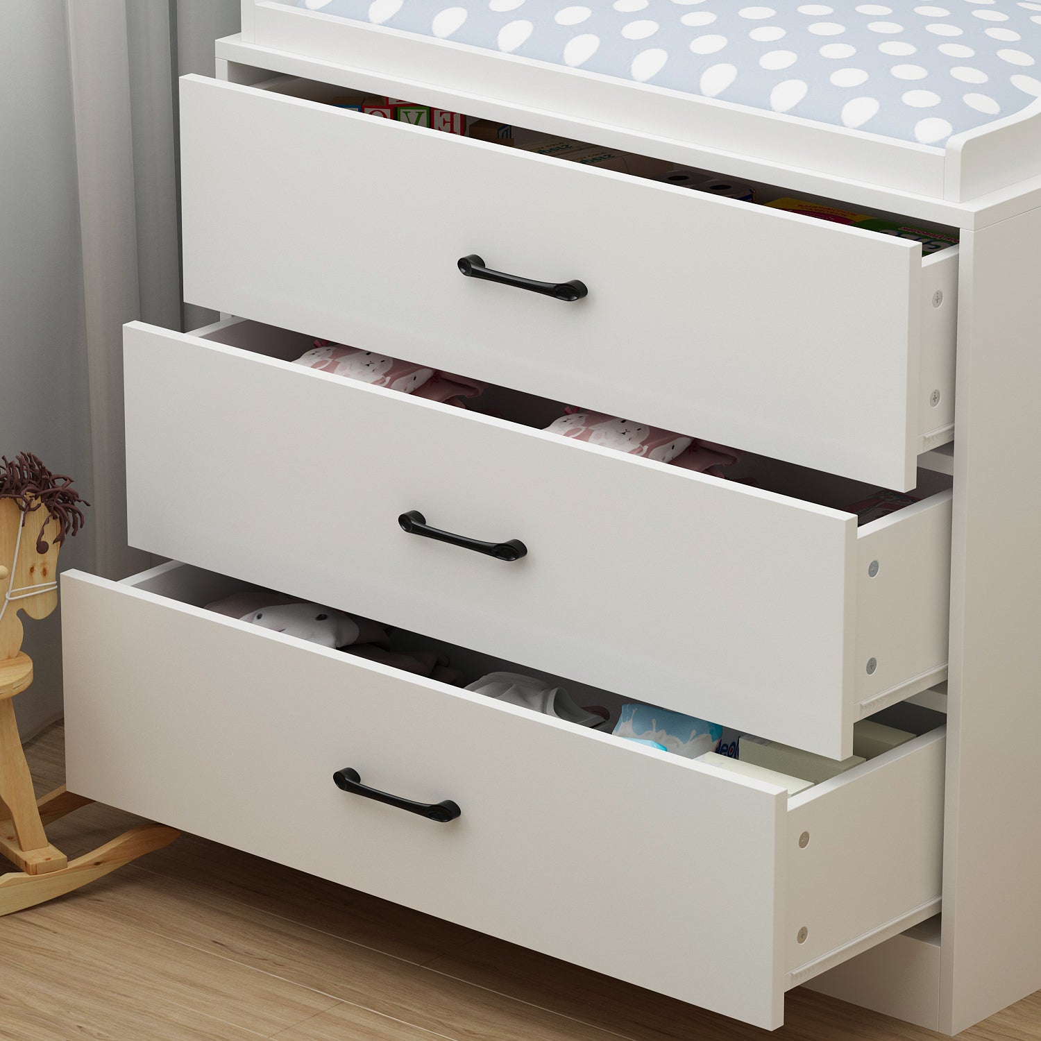 Changing Table 3-Drawer Nursery Storage Dresser Chest