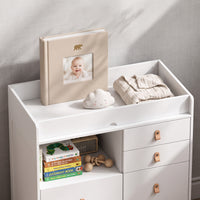 47.2" Modern White Changing Table Dresser with 3 Drawers & 2 Storage Cabinets