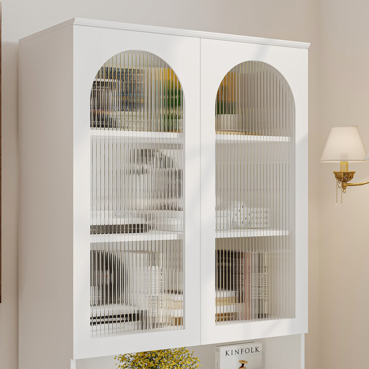 31.5" Modern White Entryway Storage Bench with Cabinet and Upholstered Seat