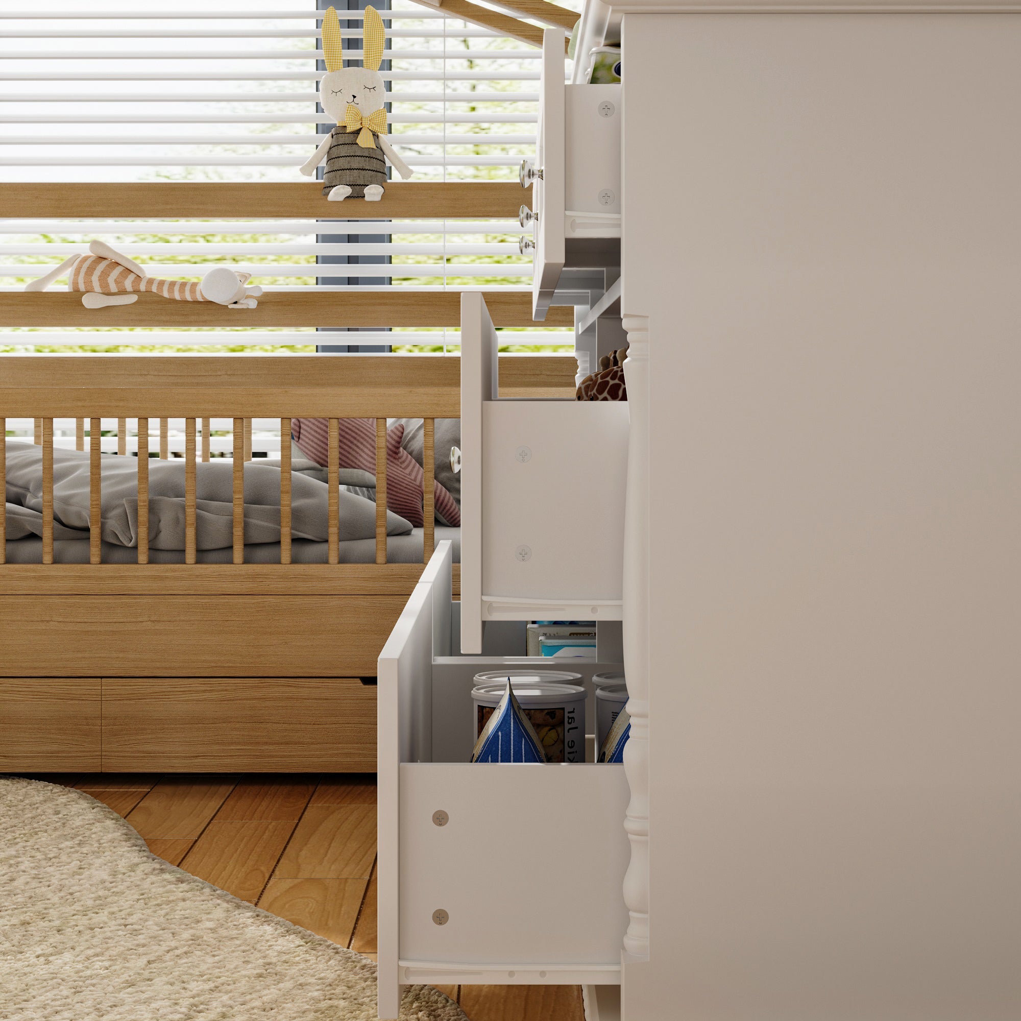 Chest Nursery Dresser Changing Table Top – 7-Drawer Baby Storage Organizer for Diapers and Clothes