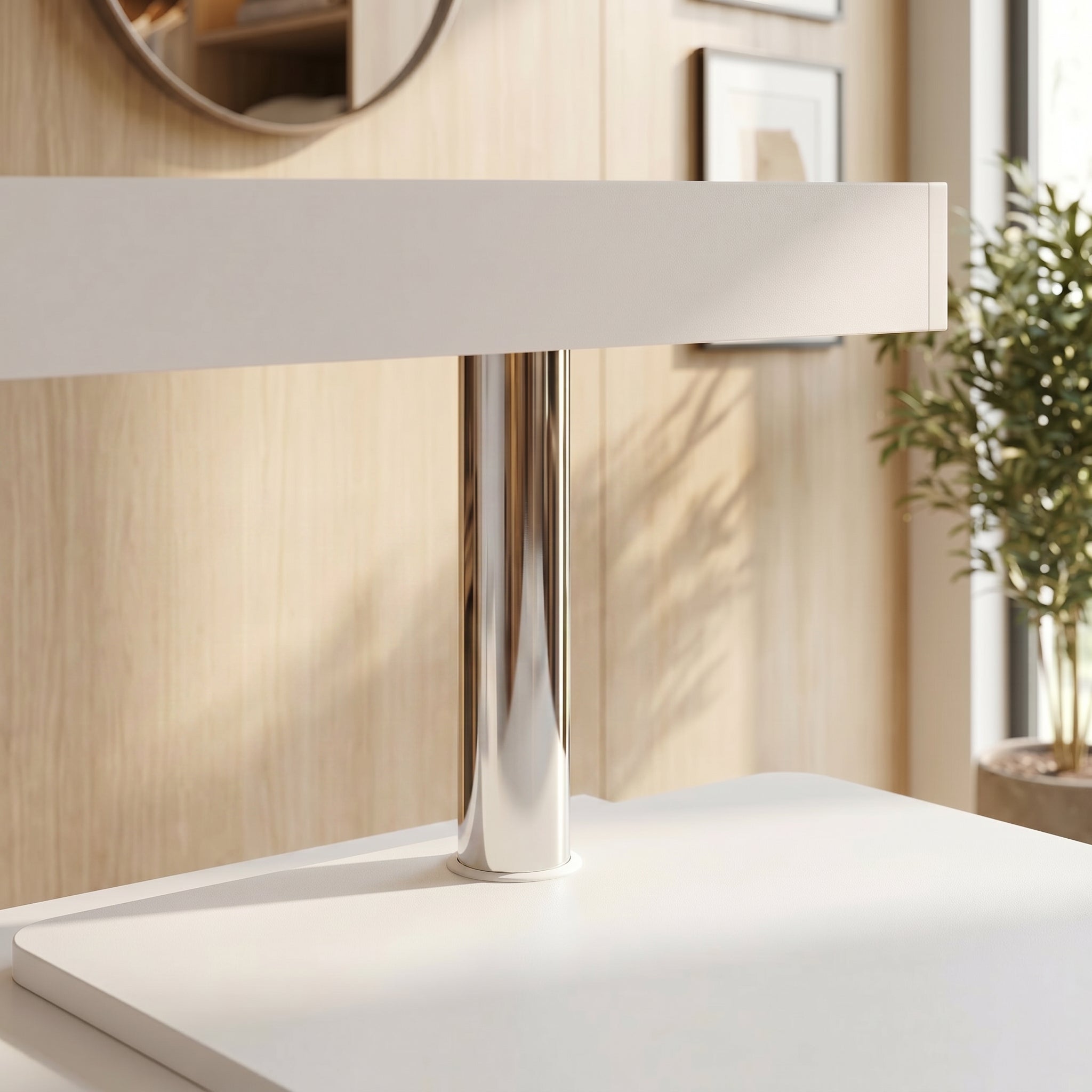 43.3". Modern White Manicure Table with Built-In Dust Collector and Rotating Storage Shelves
