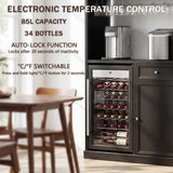 Wine cooler with electronic temperature control in a kitchen setting