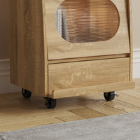 18.9" Creative Brown Nightstand with Robot Shape and Movable Wheels, view 11