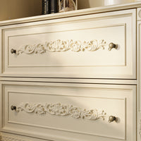 36.2" Elegant Wood Display Cabinet with 3 Open Shelves & 2 Carved Drawers