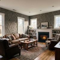 Gray Stacked Faux Stone Wall Panel Set of 9, Lightweight Indoor & Outdoor Decor Wall Panels