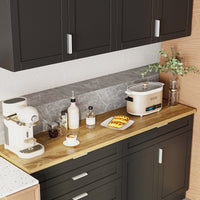 63" Modern Matte Black Kitchen Cabinet Set with 5 Drawers and 6 Doors