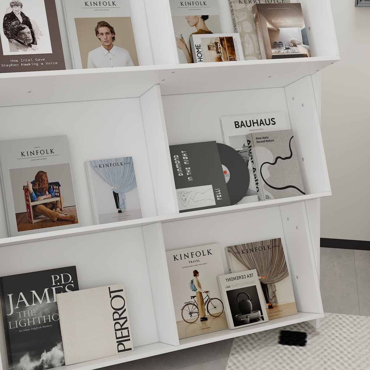 39.4" Modern White Display Bookcase with Open Shelves