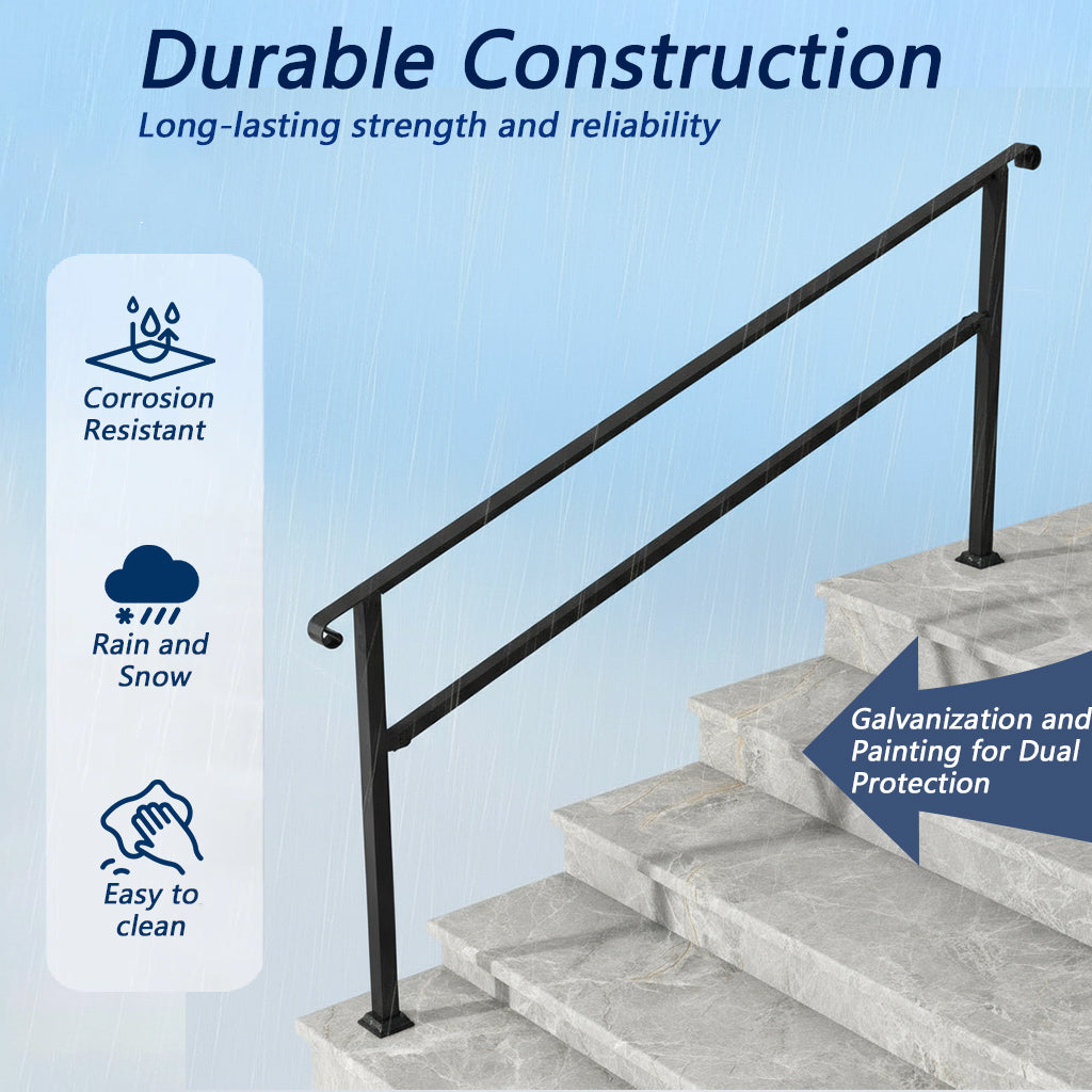 68.5" Modern Matte Black Stair Banister with Adjustable Angle