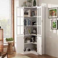 31.5" Modern White Wide Corner Home Office Cabinet