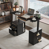 63" Modern Standing Desk with Pegboard Organizer and Keyboard Tray