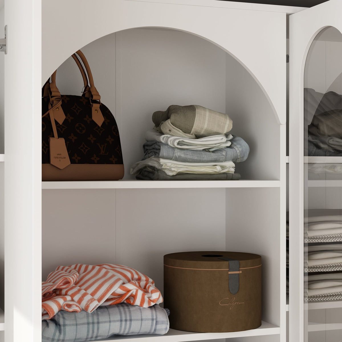 70.9 inches Modern White Elegant Wardrobe with Strong Storage