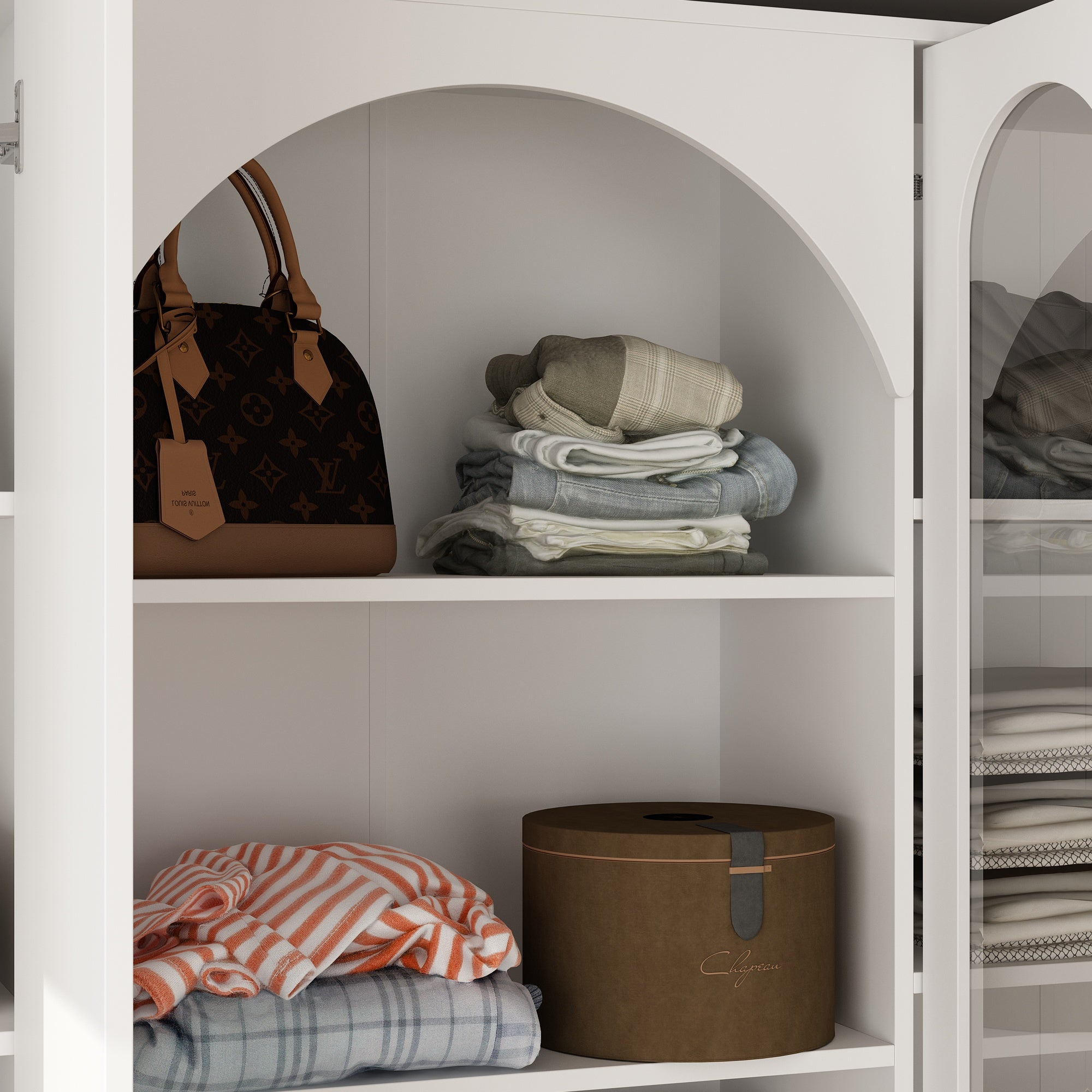 Elegent Wardrobe With Strong Storage And White Finish