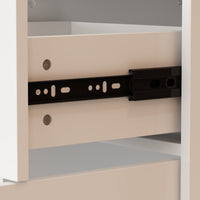 Beige cabinet with a black bracket on a white background