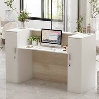 Large Reception Desk Reception Station with Lockable Door 70"W