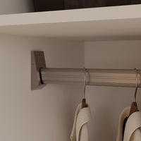 63" White High Gloss Engineered Wood 4-Door Bedroom Wardrobe with Long Gold Handles & Multi-Zone Clothing Storage