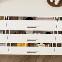 55.1" Modern White Dresser with Glass Legs
