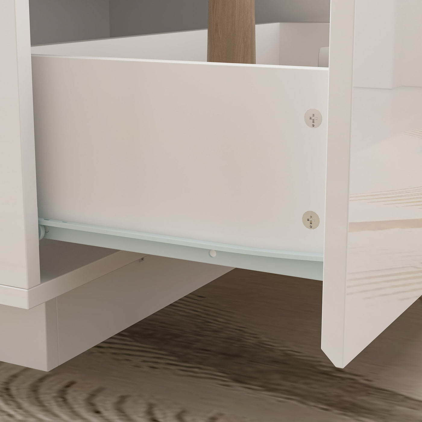 47.4" Modern Minimalist White Coffee Table with Storage And LED Lighting