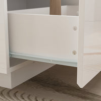 47.4" Modern Minimalist White Coffee Table with Storage And LED Lighting