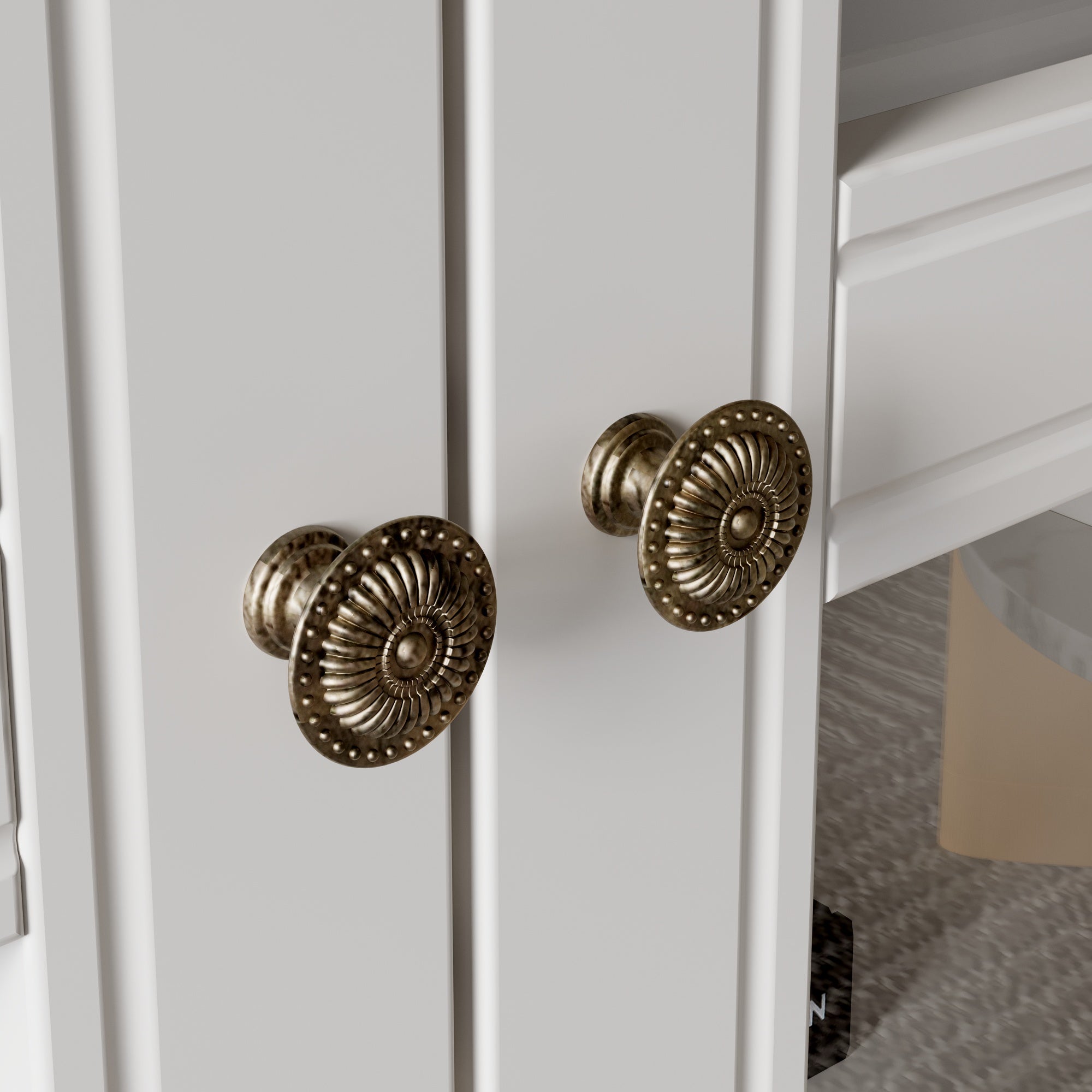 77'' H 2-Drawer Arched 5-Tier Bookcase Display Cabinet With Glass Doors