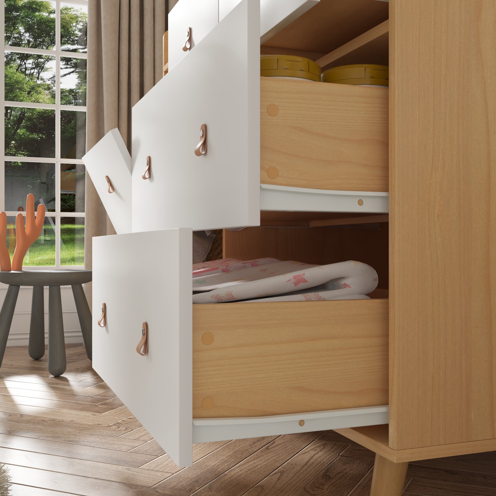 Baby Change Table Dresser Nursery Table Dresser 5 Drawers with Open Storage