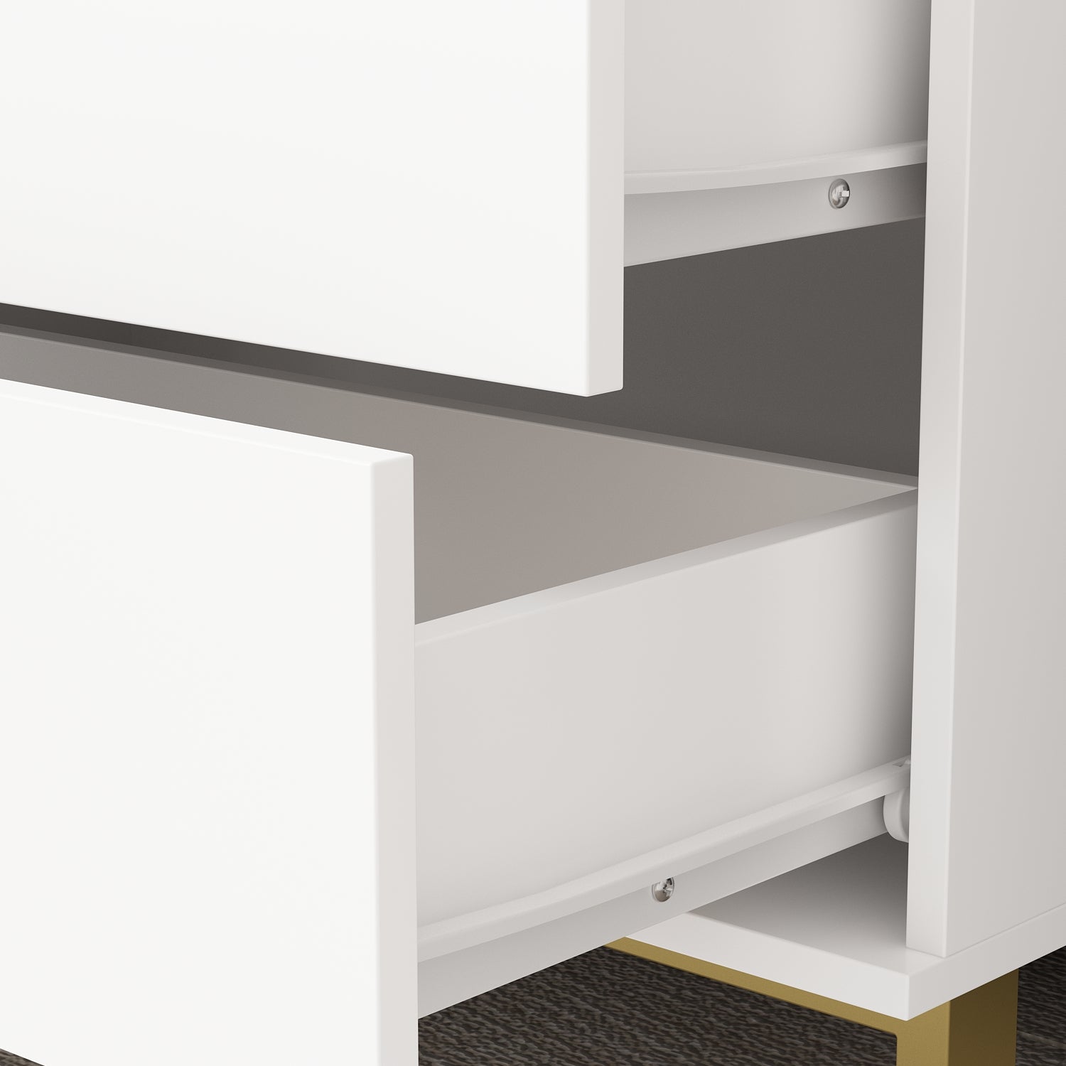 Vertical Chest 3-Drawer Nightstand Dresser Storage Sideboard with Metal Legs for Bedroom