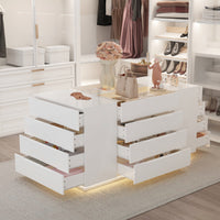 63" Modern White Rectangular Chest With 16 Drawers