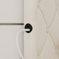 60.8" Modern Beige Platform Bed with Charging Station