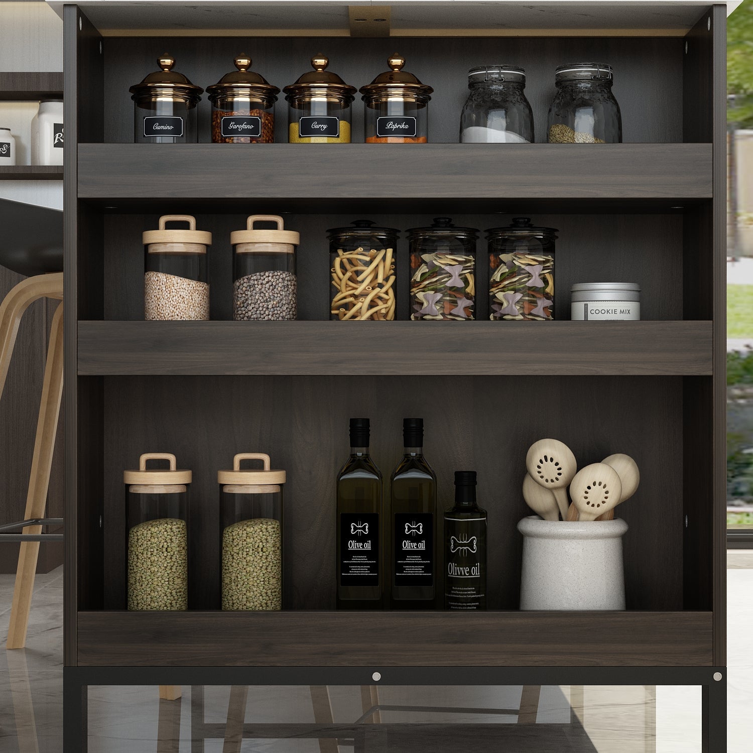 Kitchen Island with Solid + Manufactured Wood Top